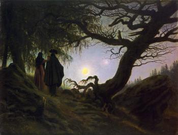 Caspar David Friedrich : Man and Woman Contemplating the Moon